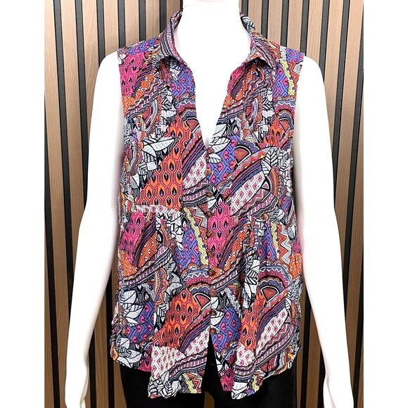 Maeve Tops - Anthropologie Maeve Women's Whimsical Pintucked Blouse Pink M Sleeveless Button